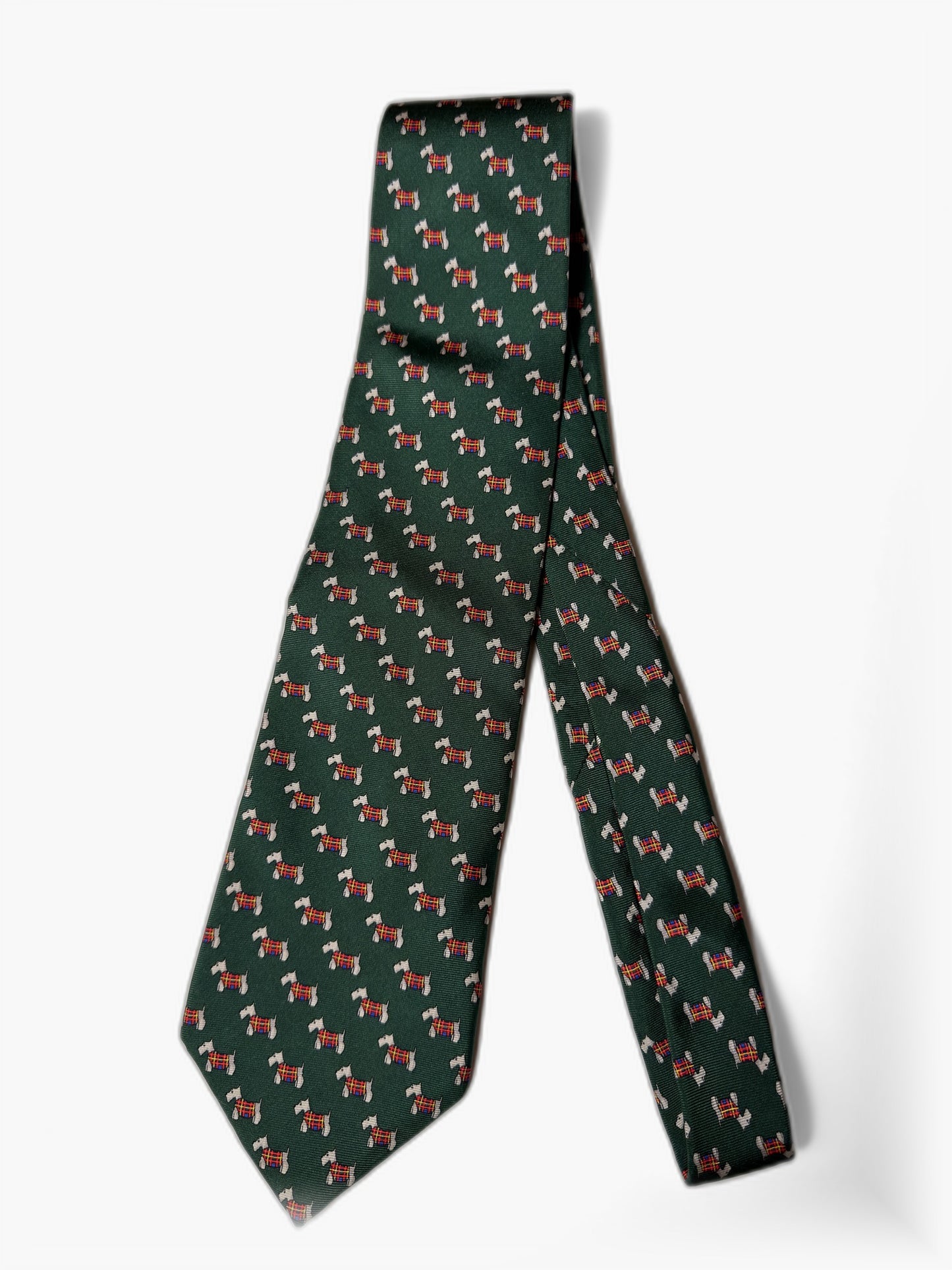 Brooks Brothers Novelty Krawatte komplett ausgelegt, gruen mit Terrier-Muster