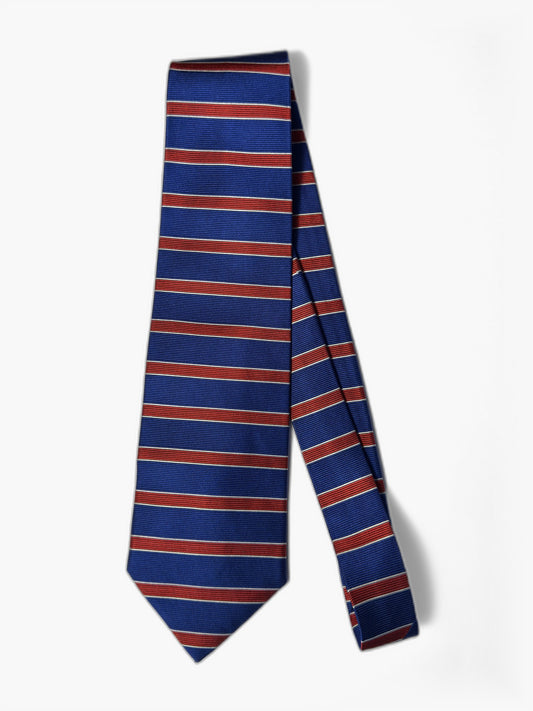 Brooks Brothers Repp-Krawatte in Blau und Rot, Gesamtansicht