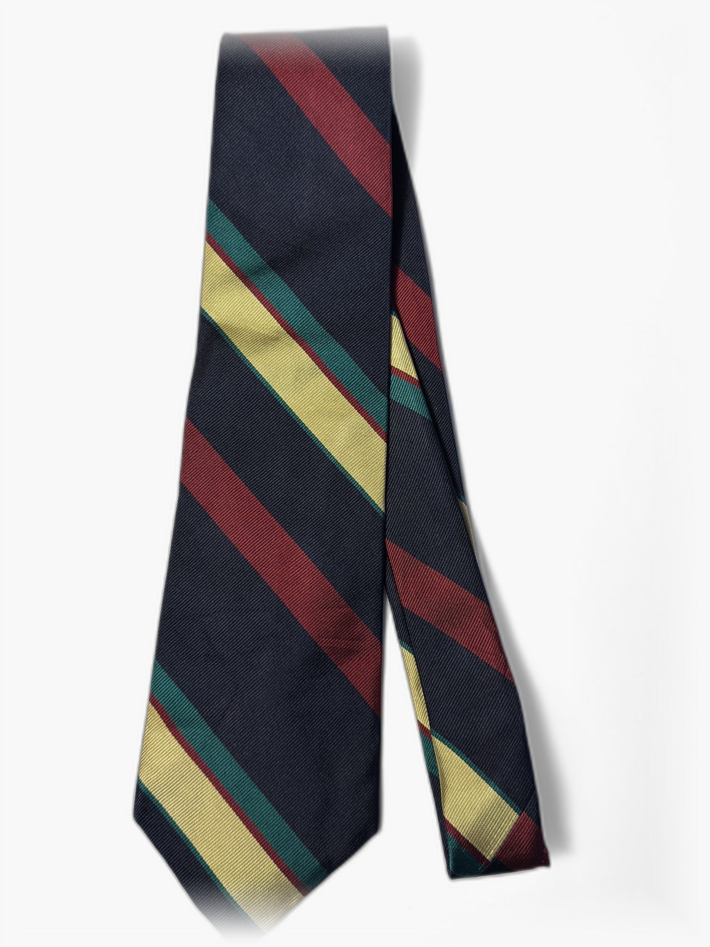 Brooks Brothers Repp-Krawatte in Navy mit bunten Streifen, Gesamtansicht