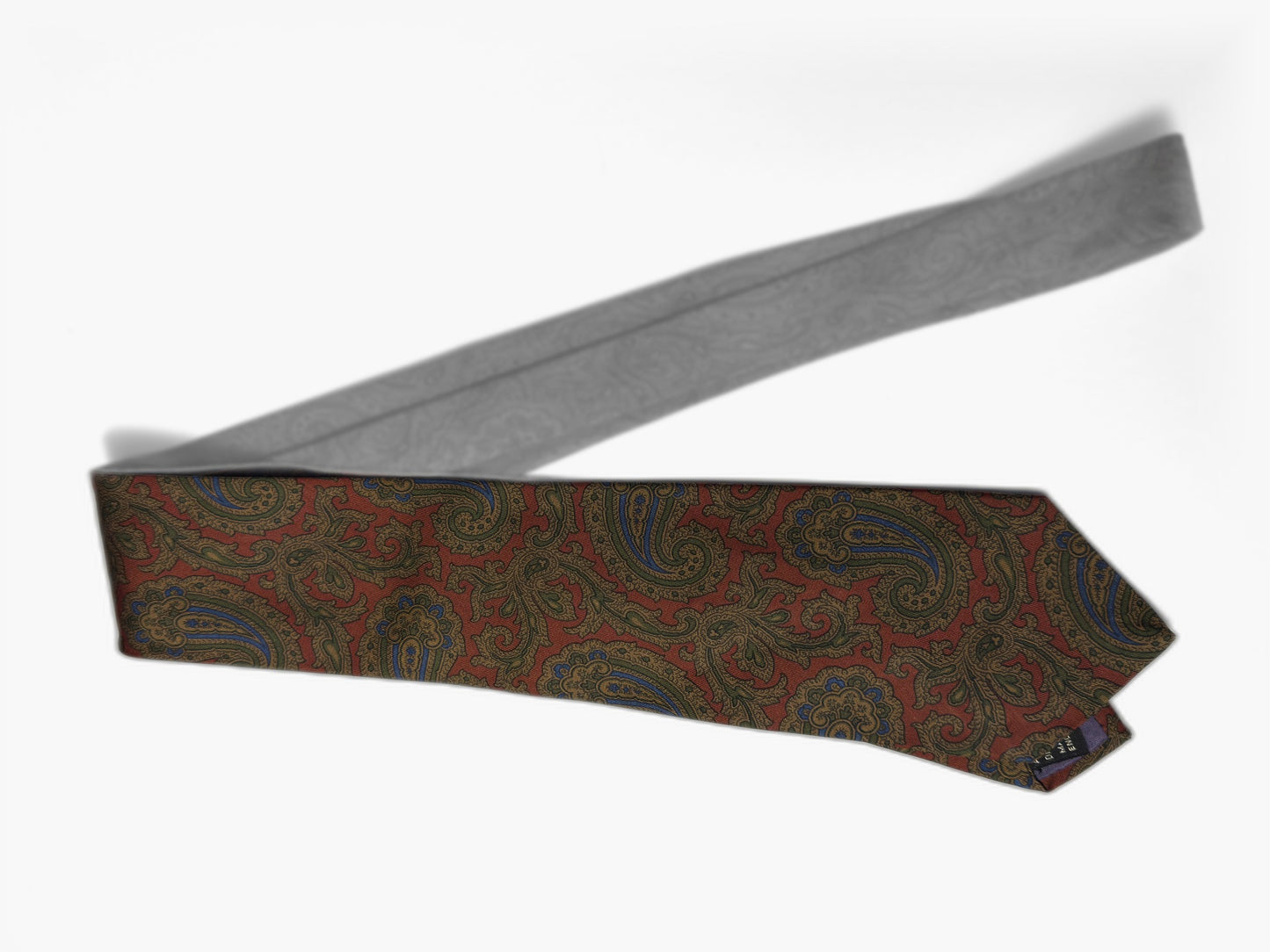 Sambrook Witting Paisley-Krawatte in Rot und Braun, Gesamtansicht