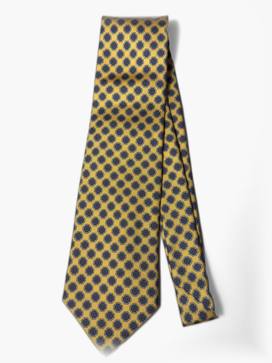 Brooks Brothers Krawatte mit Medaillon in Gold und Blau, Gesamtansicht