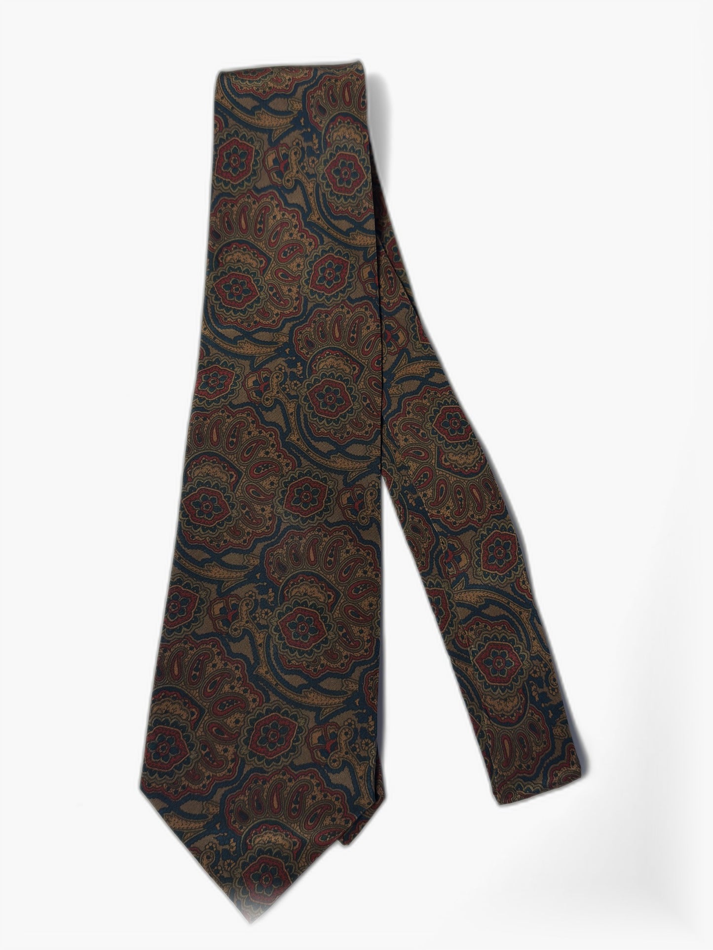 Vintage Paisley-Krawatte in Braun und Blau, Gesamtansicht