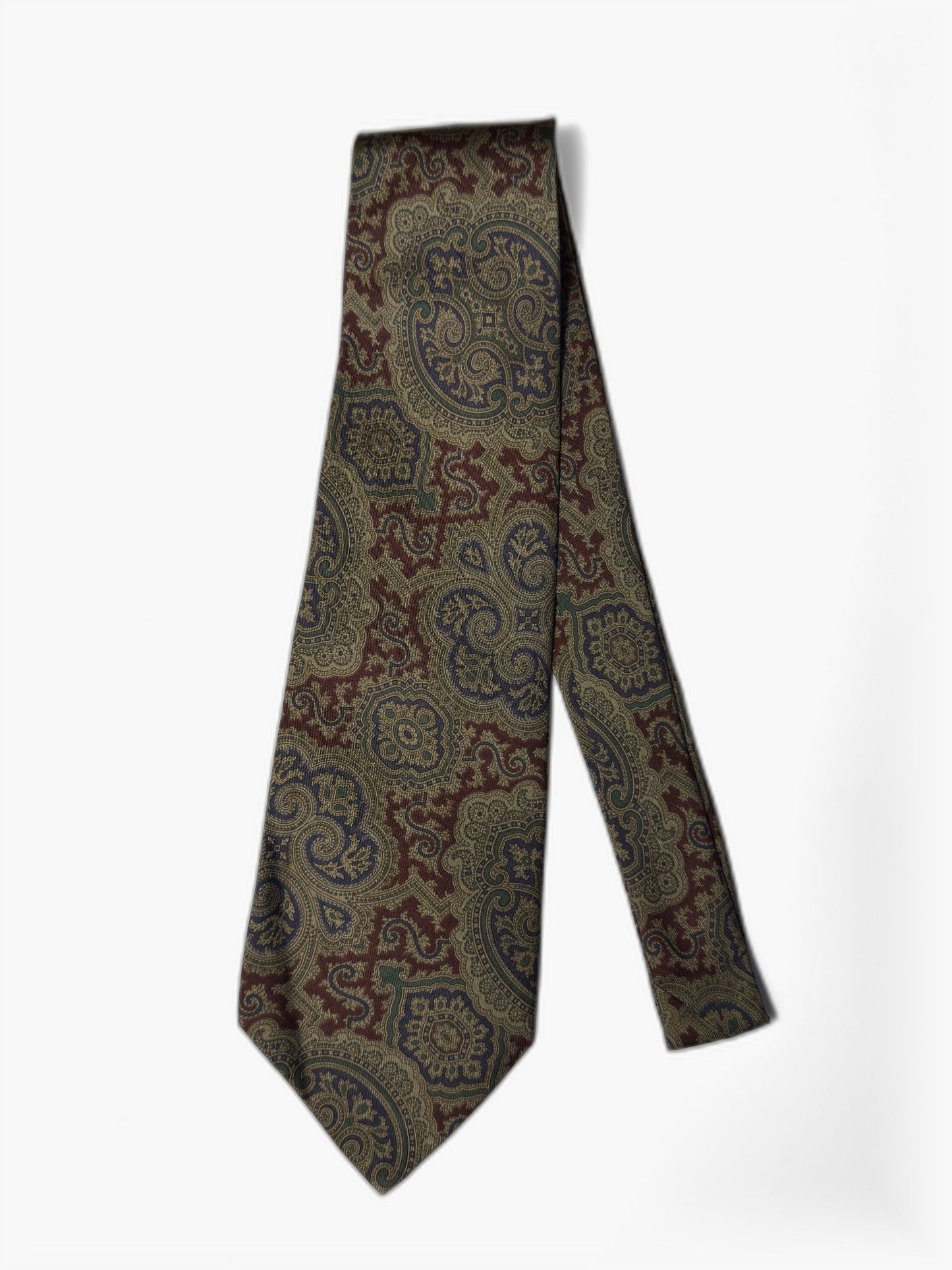 Vintage Paisley-Krawatte in gedämpften Tönen, Gesamtansicht