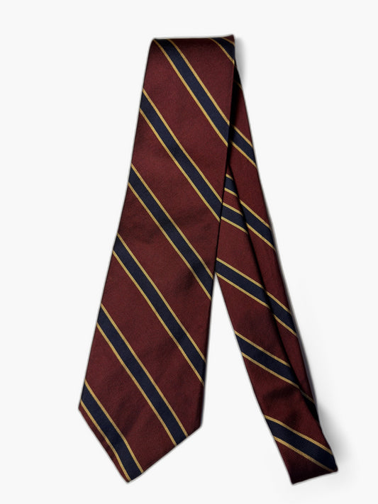 Brooks Brothers Vintage Krawatte mit Regimental, bordeaux mit gelb-blau Regimental, Gesamtansicht