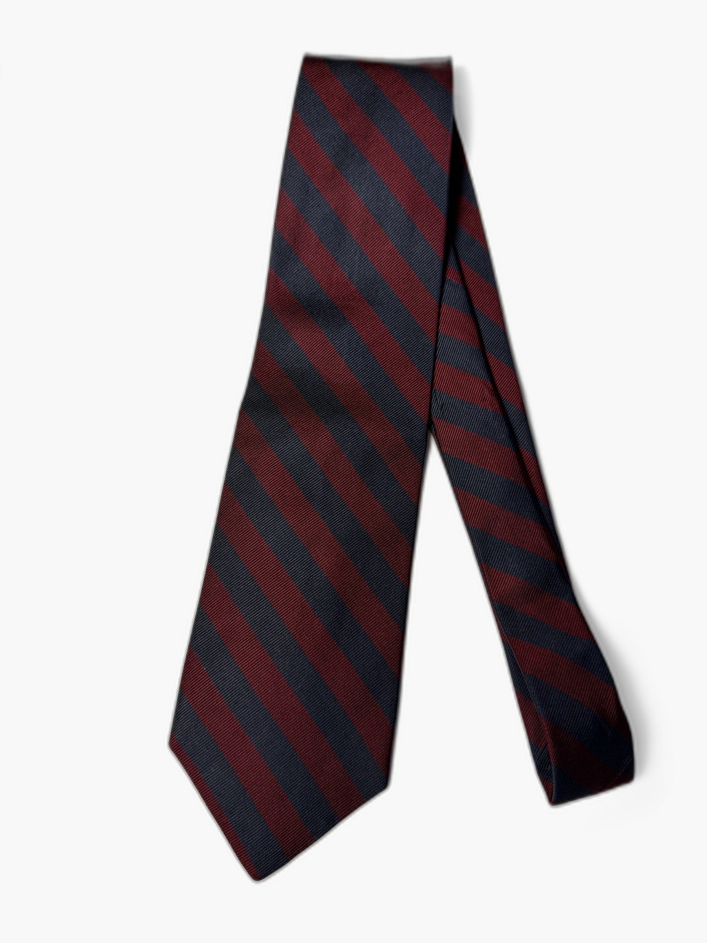 Brooks Brothers Vintage Krawatte mit Block-Stripes, marineblau-bordeaux Blockstreifen, Gesamtansicht