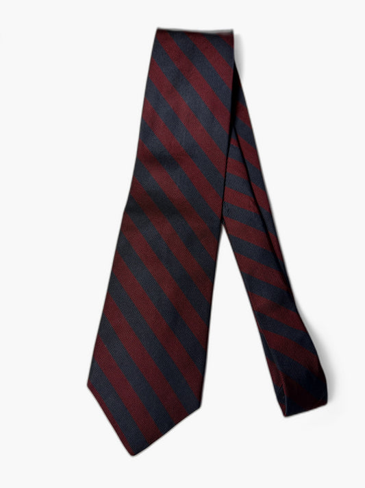 Brooks Brothers Vintage Krawatte mit Block-Stripes, marineblau-bordeaux Blockstreifen, Gesamtansicht