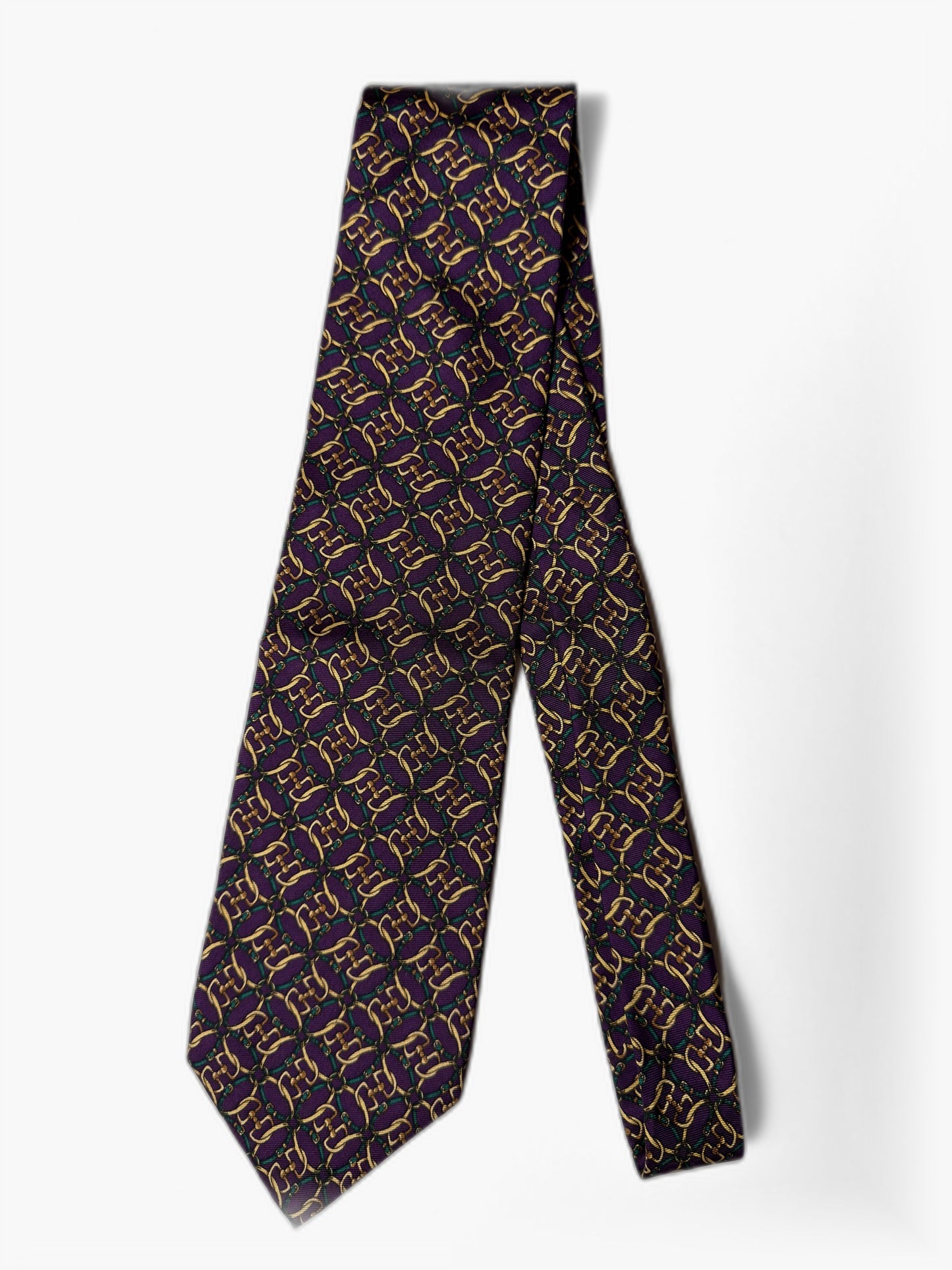 Brooks Brothers Geometrisch Krawatte komplett ausgelegt, Kettenglieder auf Lila