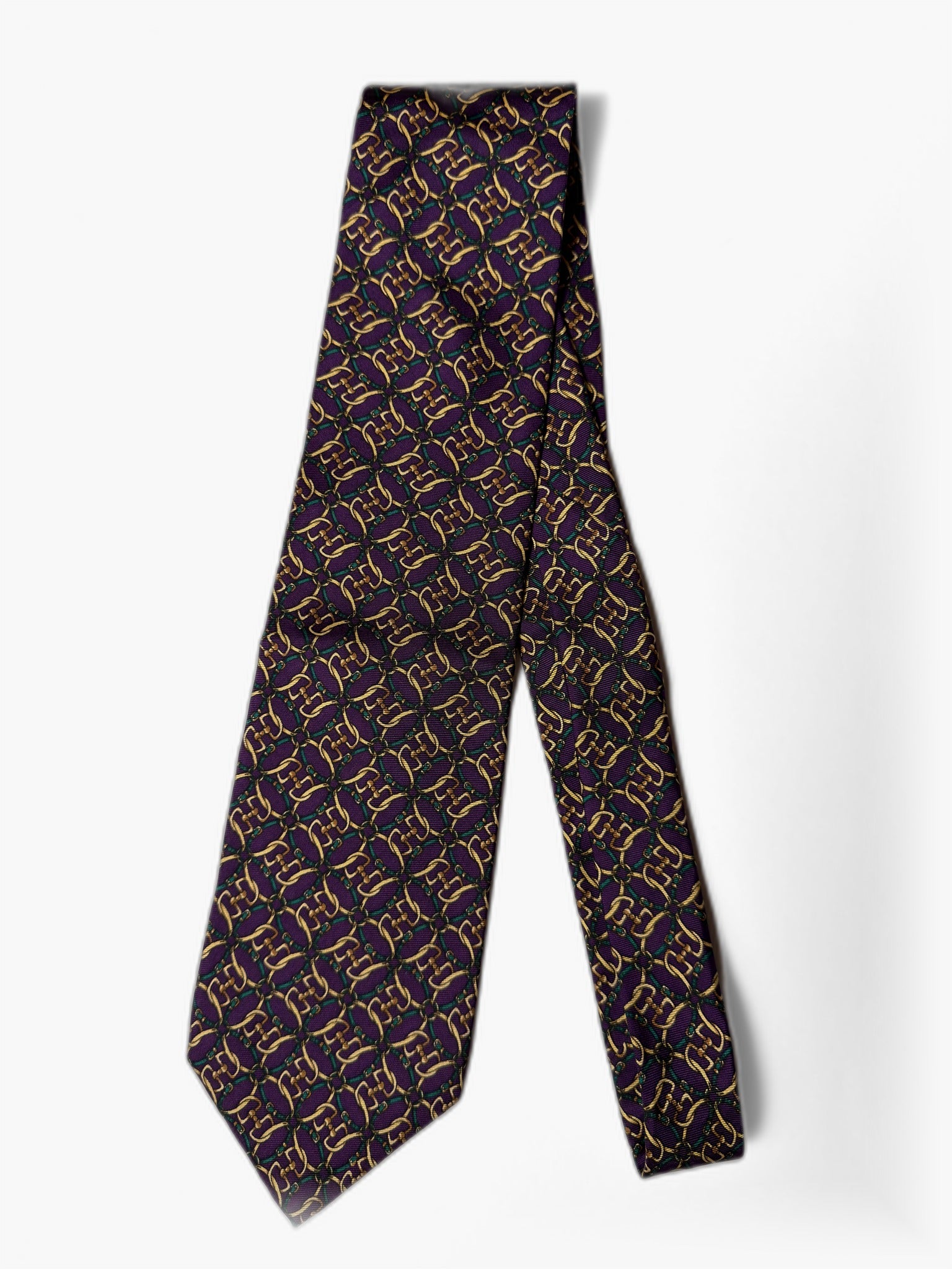 Brooks Brothers Geometrisch Krawatte komplett ausgelegt, Kettenglieder auf Lila