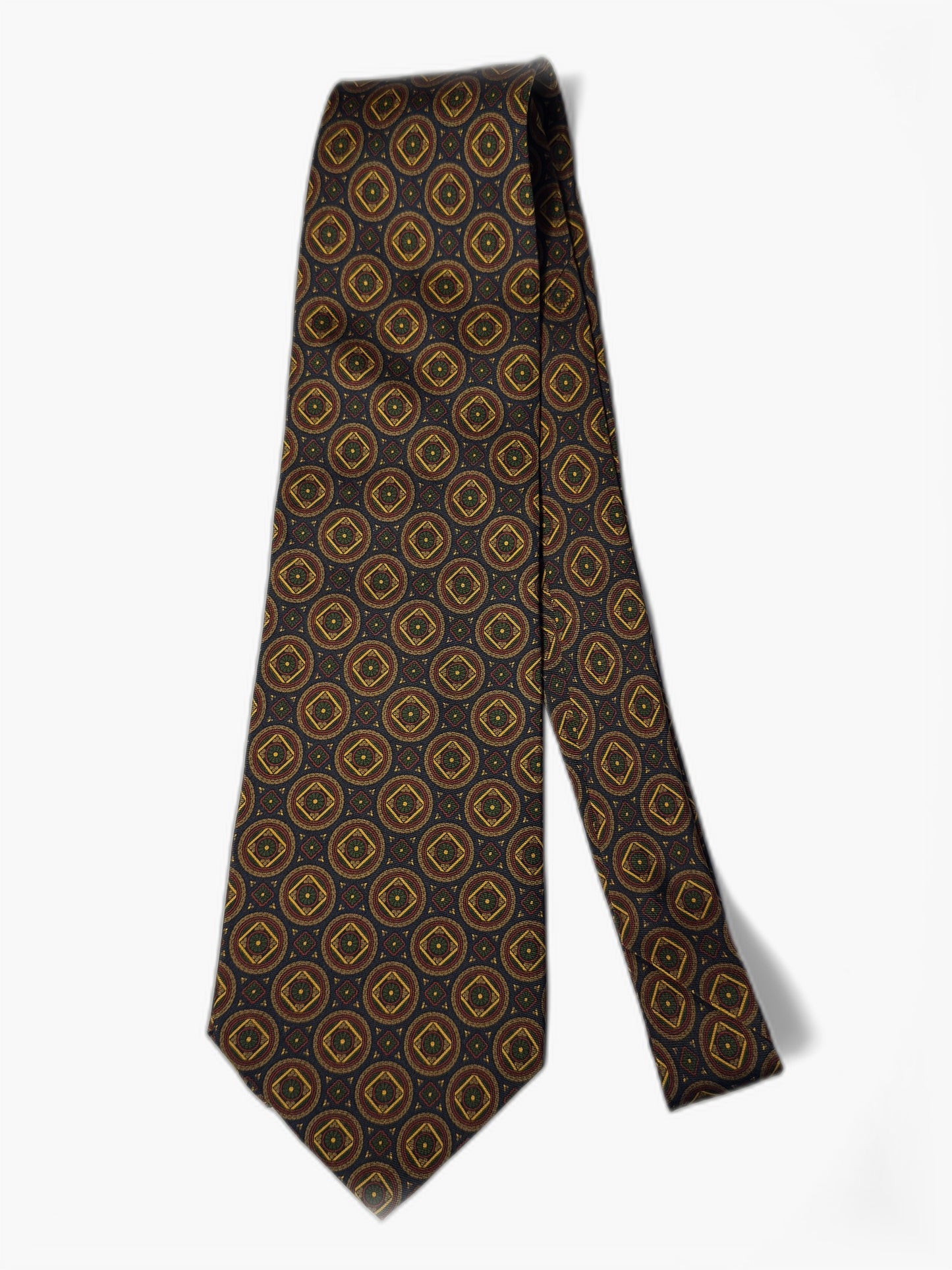 Polo Ralph Lauren Krawatte mit Medallion-Muster in Braun und Gold, Gesamtansicht