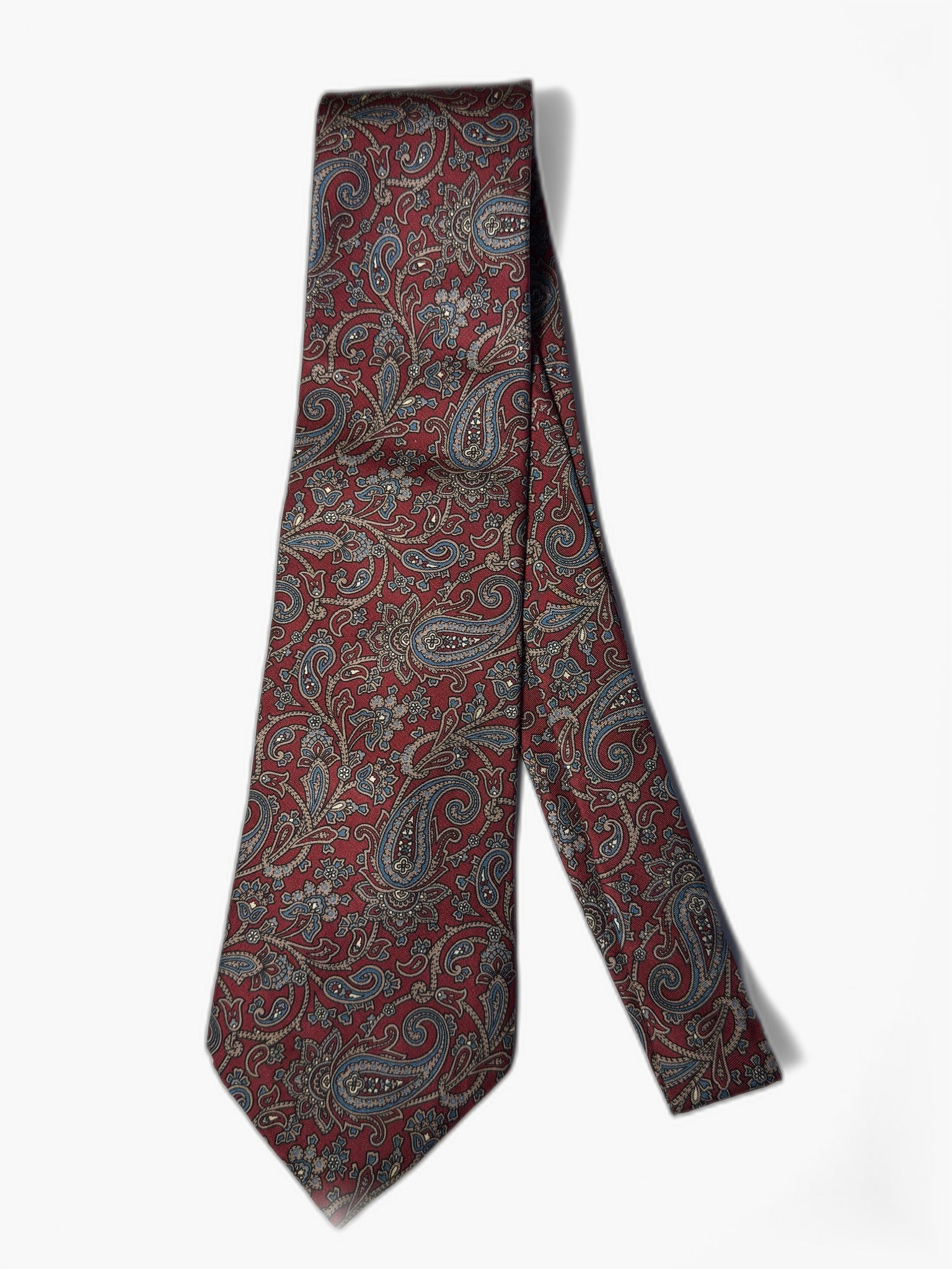 GANT Paisley-Krawatte in Burgund und Blau, Gesamtansicht