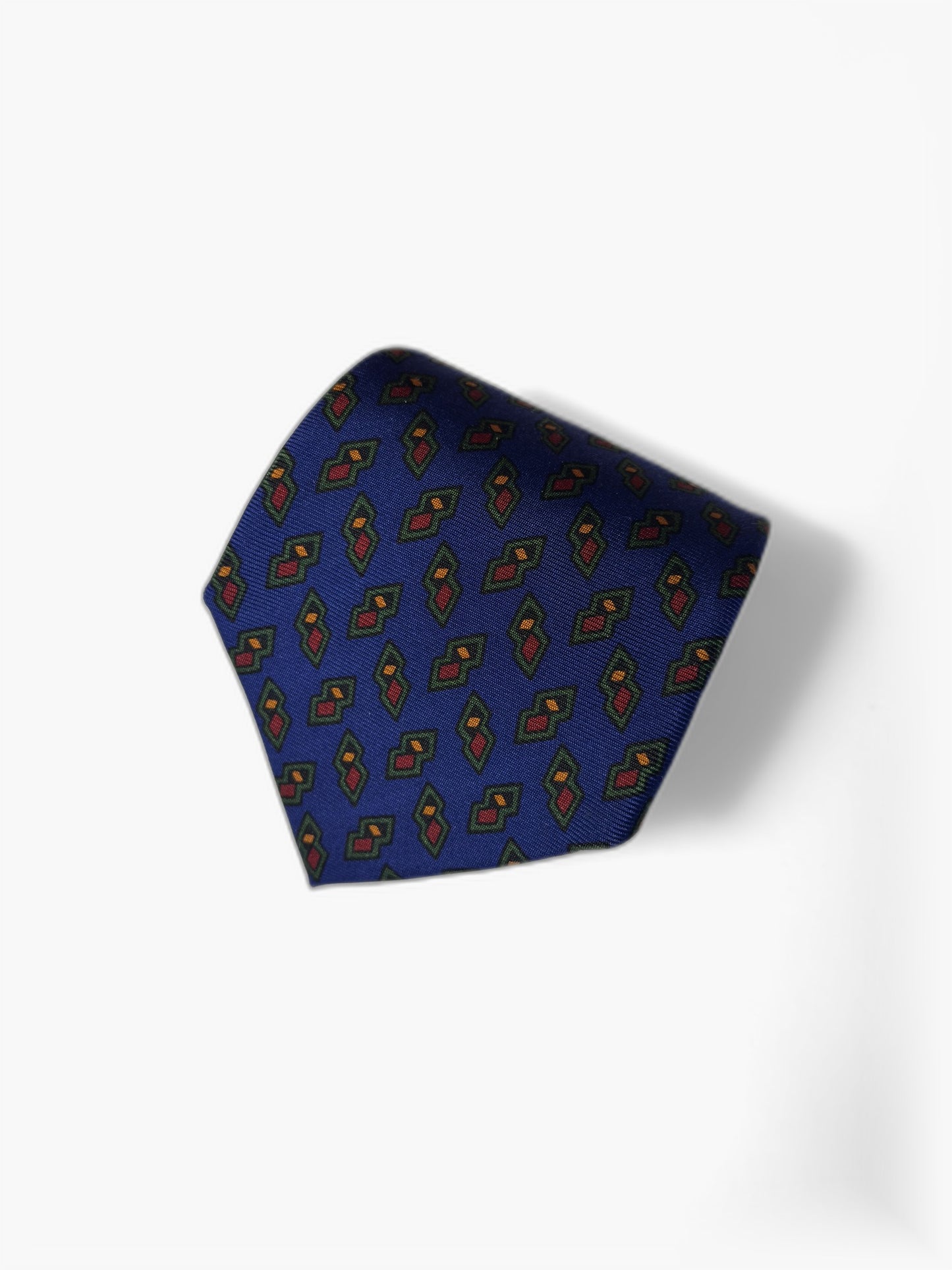 Detail: Polo Ralph Lauren Krawatte mit Muster in Blau und Gold, Nahaufnahme