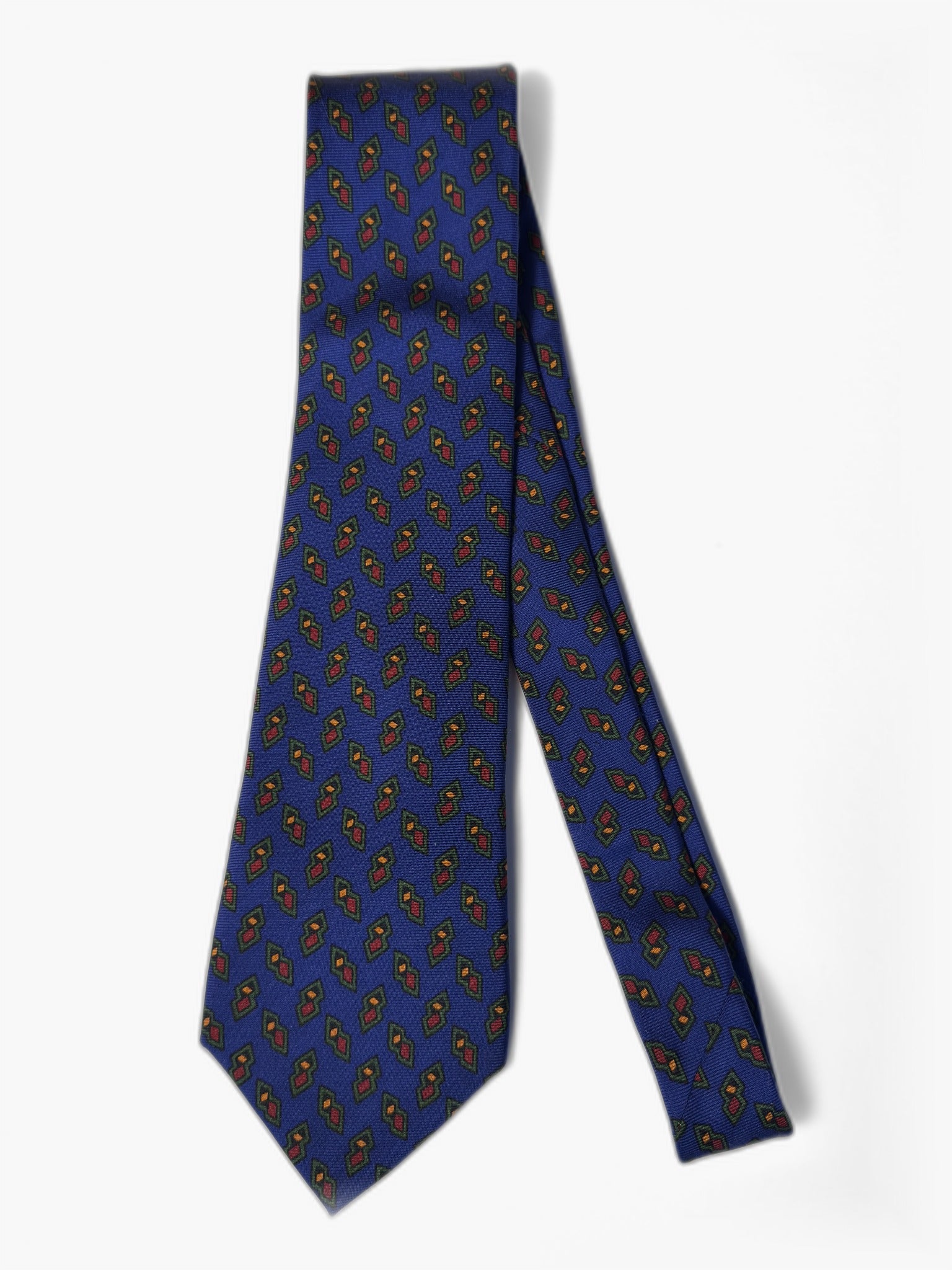 Polo Ralph Lauren Krawatte mit Muster in Blau und Gold, Gesamtansicht