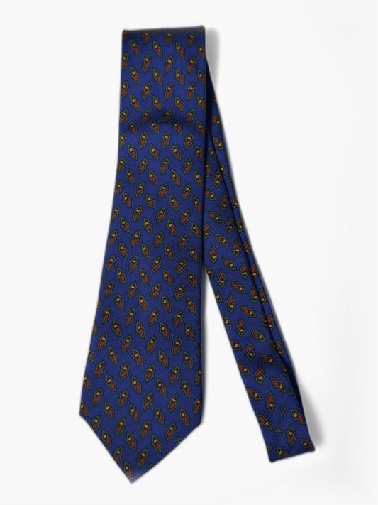 Polo Ralph Lauren Krawatte mit Muster in Blau und Gold, Gesamtansicht