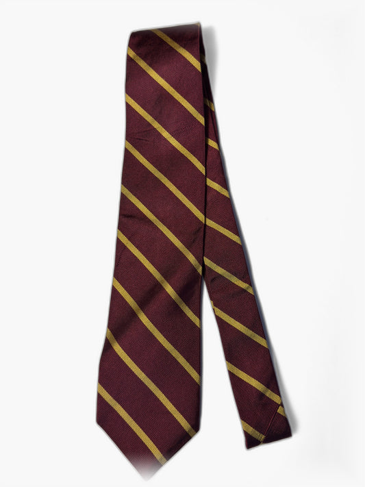 Brooks Brothers Repp-Krawatte in Burgund und Gold, Gesamtansicht