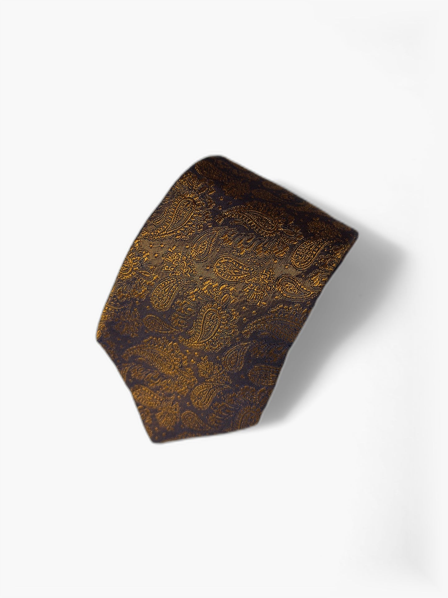 Detail: Holland & Sherry Paisley-Krawatte in Gold und Bronze, Nahaufnahme