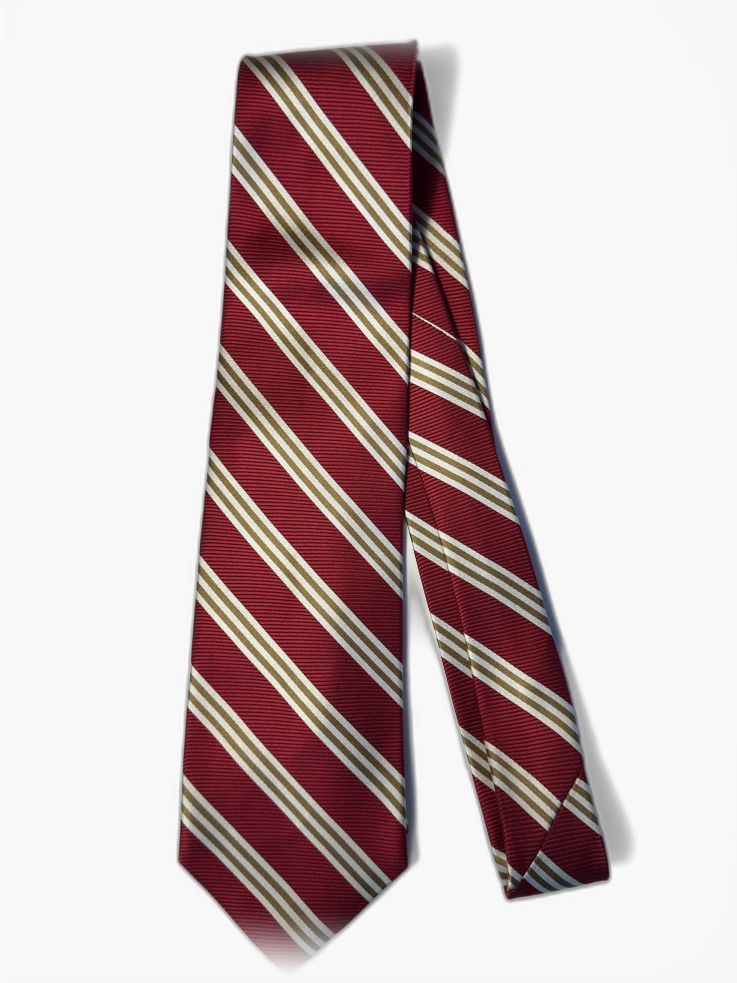 Brooks Brothers Repp-Krawatte in Rot, Gold und Weiß, Gesamtansicht