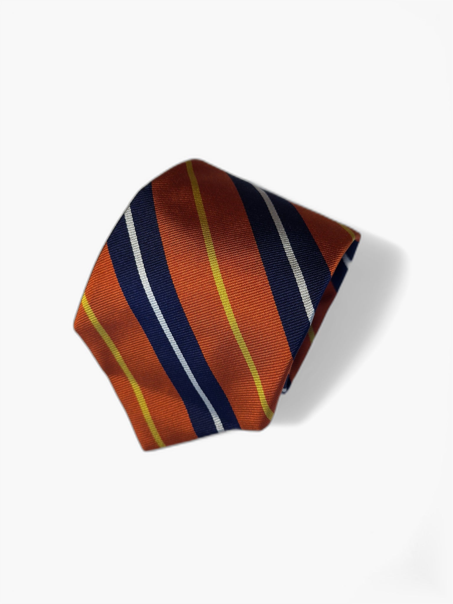 Detail: Polo Ralph Lauren Repp-Krawatte in Orange und Navy, Nahaufnahme