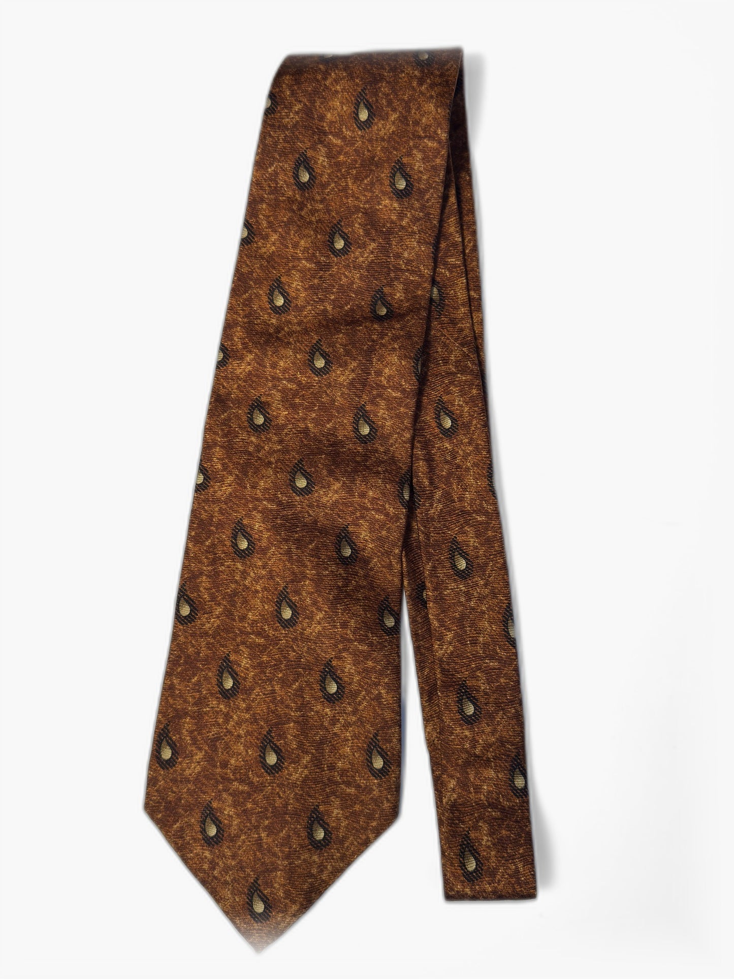 Ermenegildo Zegna Paisley-Krawatte in Cognac, Gesamtansicht