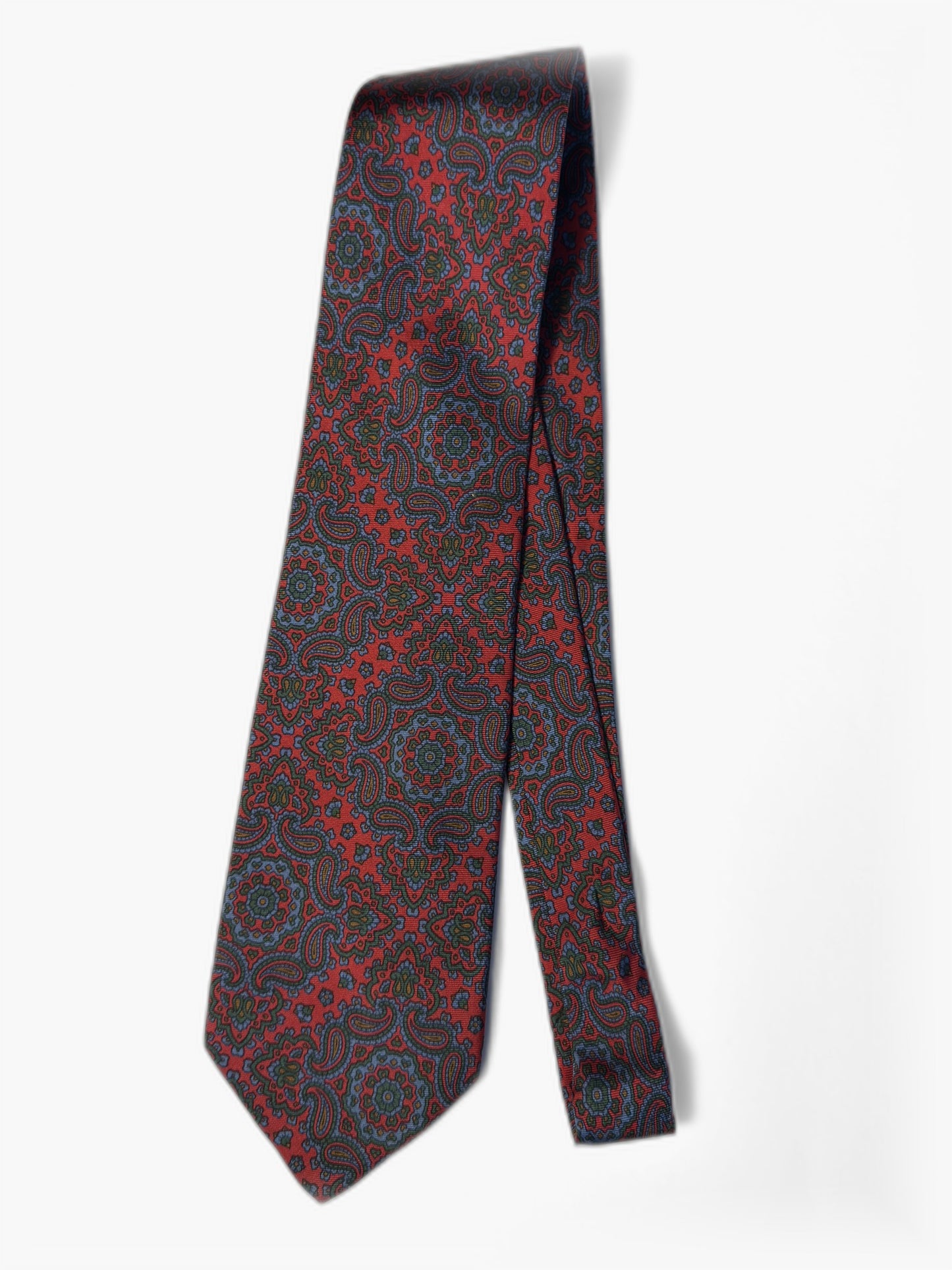 Vintage Paisley-Krawatte in Rot und Blau, Gesamtansicht