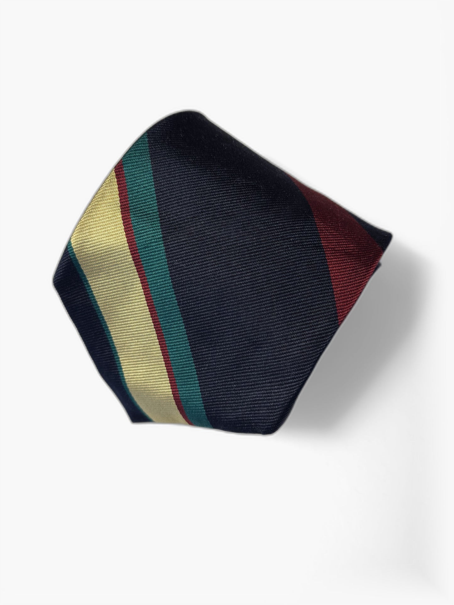 Detail: Brooks Brothers Repp-Krawatte in Navy mit bunten Streifen, Nahaufnahme