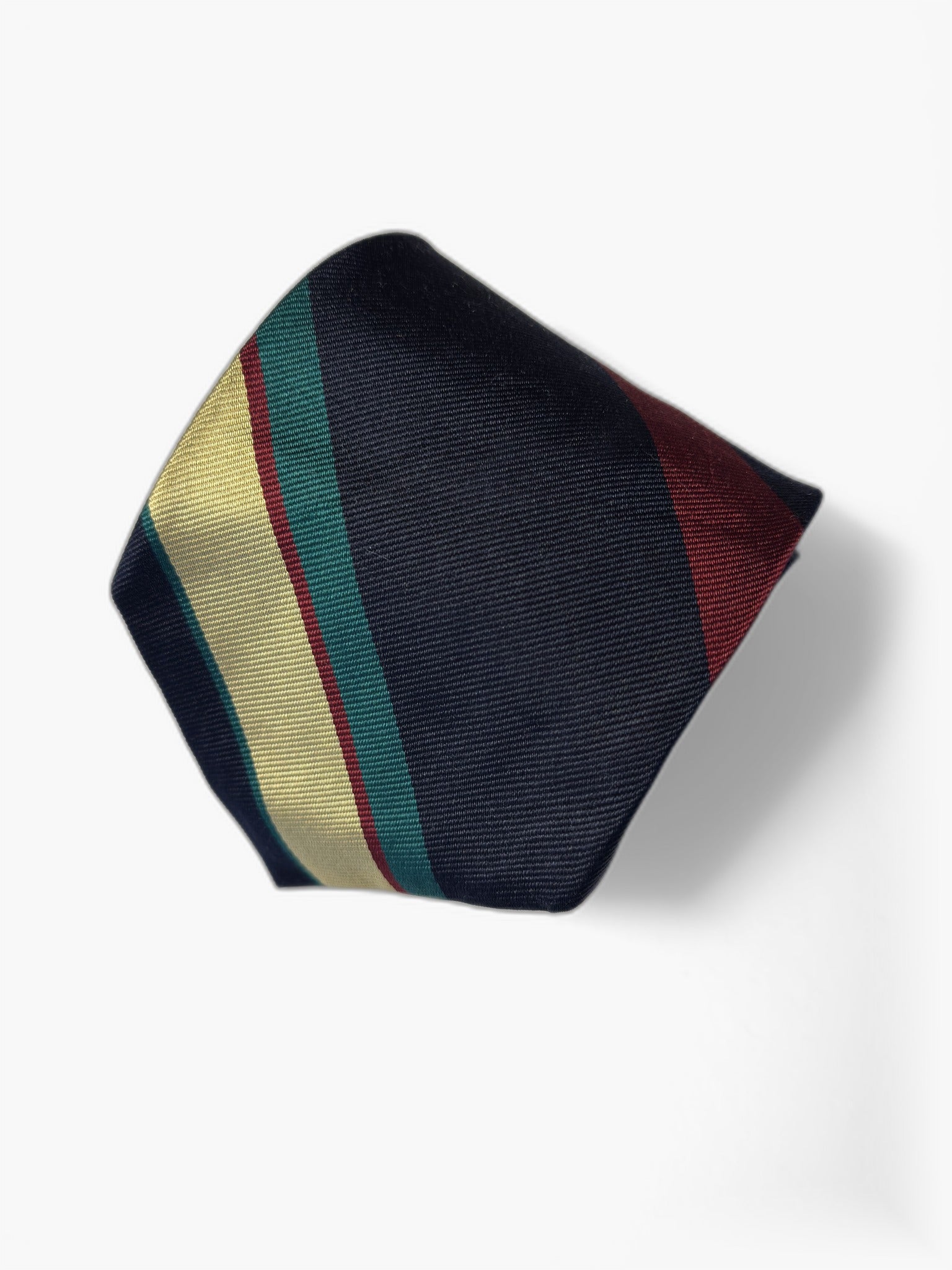 Detail: Brooks Brothers Repp-Krawatte in Navy mit bunten Streifen, Nahaufnahme