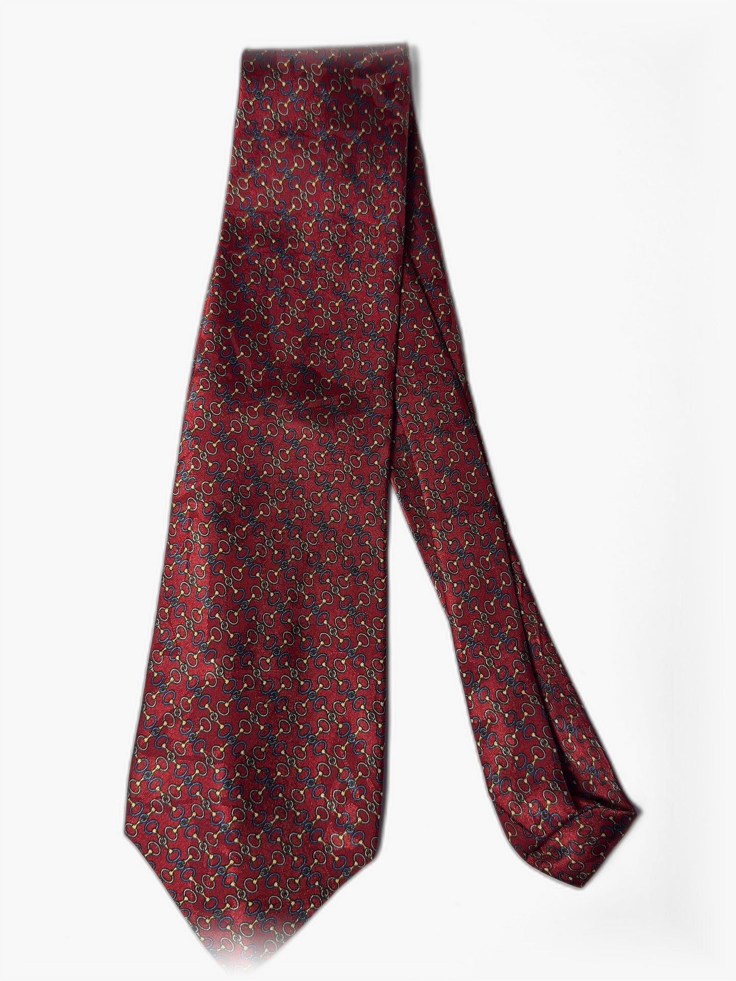 Vintage Krawatte in Burgund mit kleinem Streumuster, Gesamtansicht