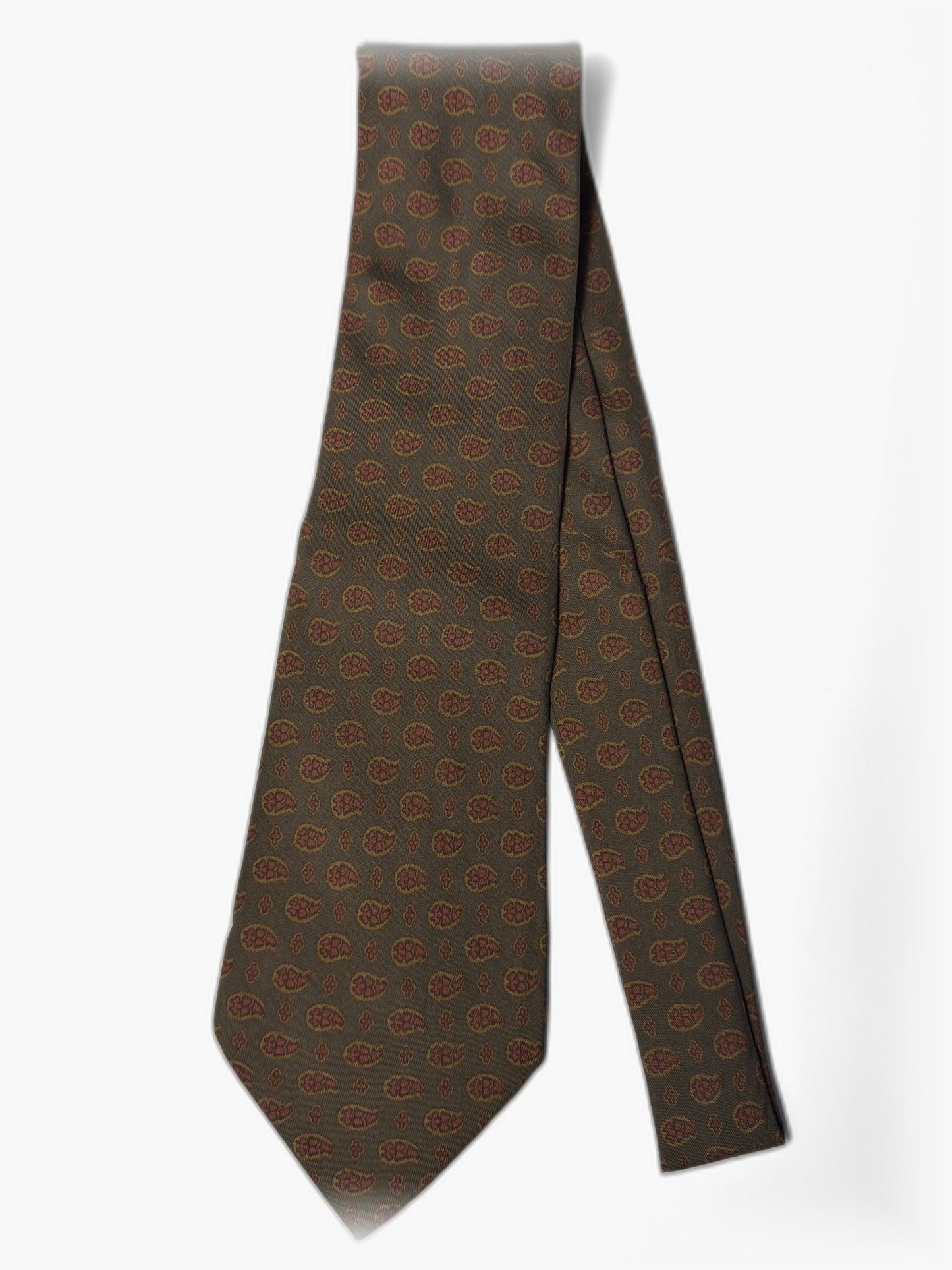 Vintage Krawatte in Braun mit Paisley-Tropfen, Gesamtansicht