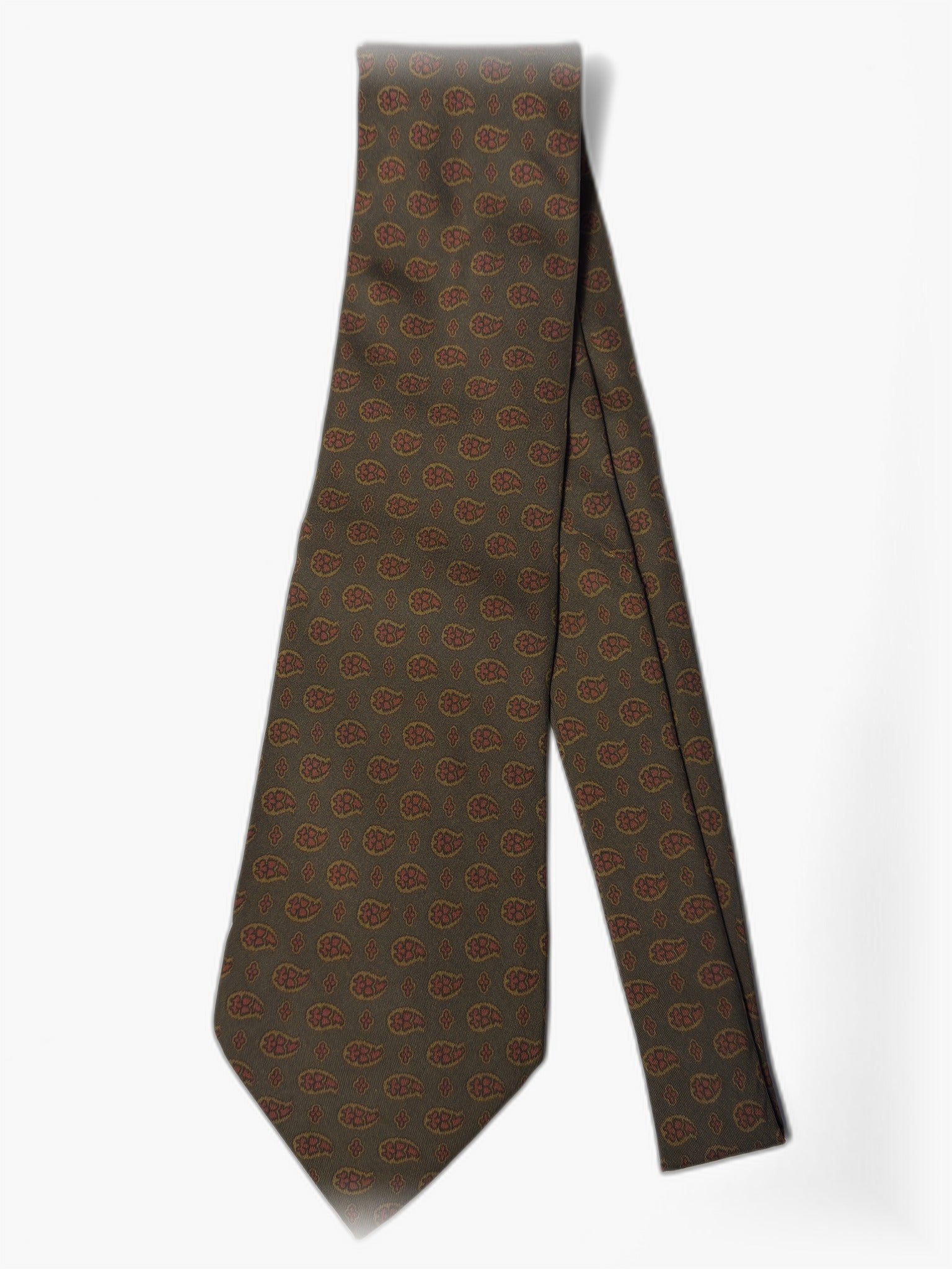 Vintage Krawatte in Braun mit Paisley-Tropfen, Gesamtansicht