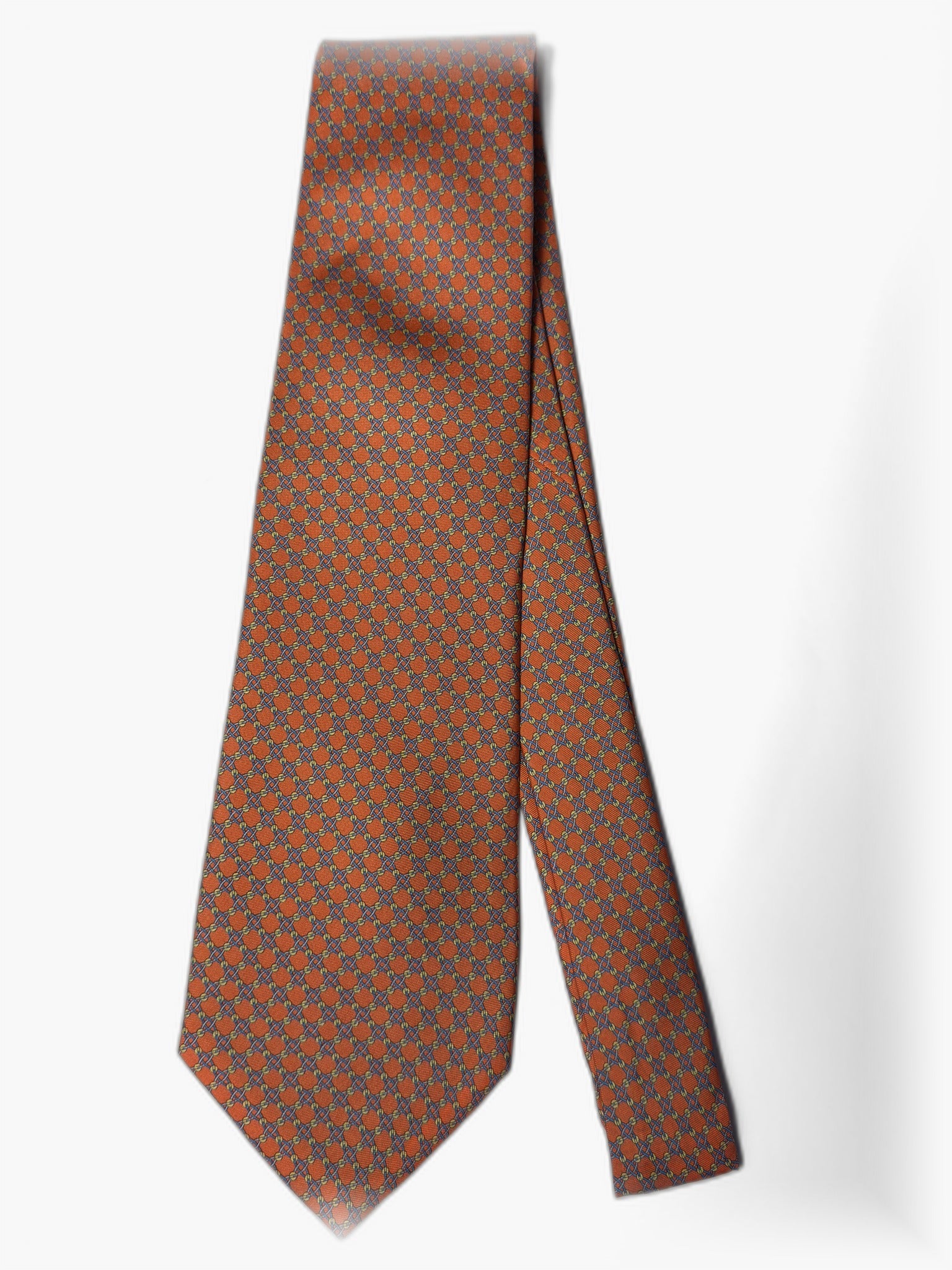 Vintage Krawatte in Orange und Kupfer mit feinem Muster, Gesamtansicht