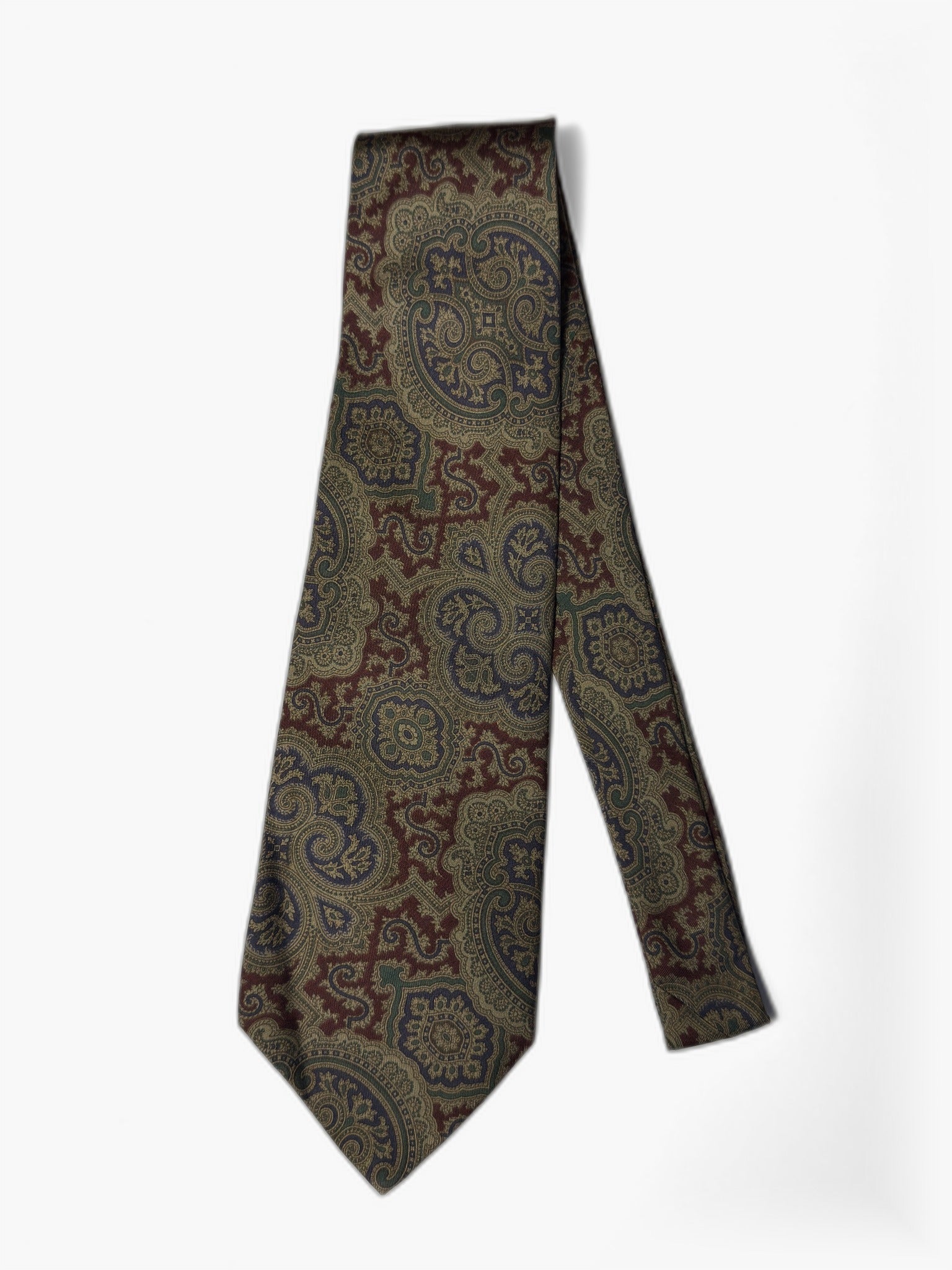 Vintage Paisley-Krawatte in gedämpften Tönen, Gesamtansicht
