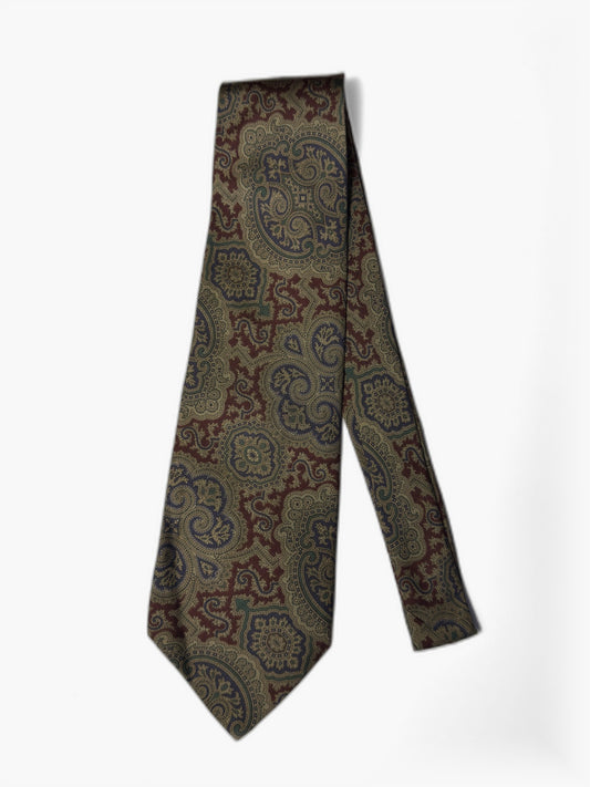 Vintage Paisley-Krawatte in gedämpften Tönen, Gesamtansicht