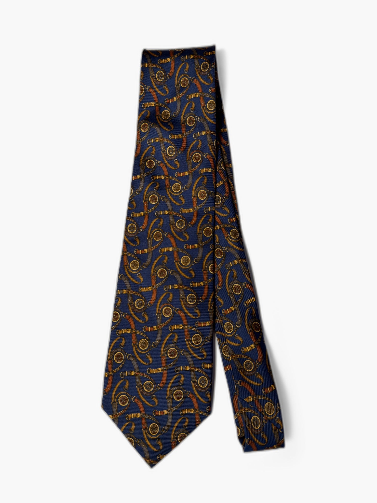 Vintage Krawatte mit Equestrian, marineblau mit Equestrian-Print, Detailansicht