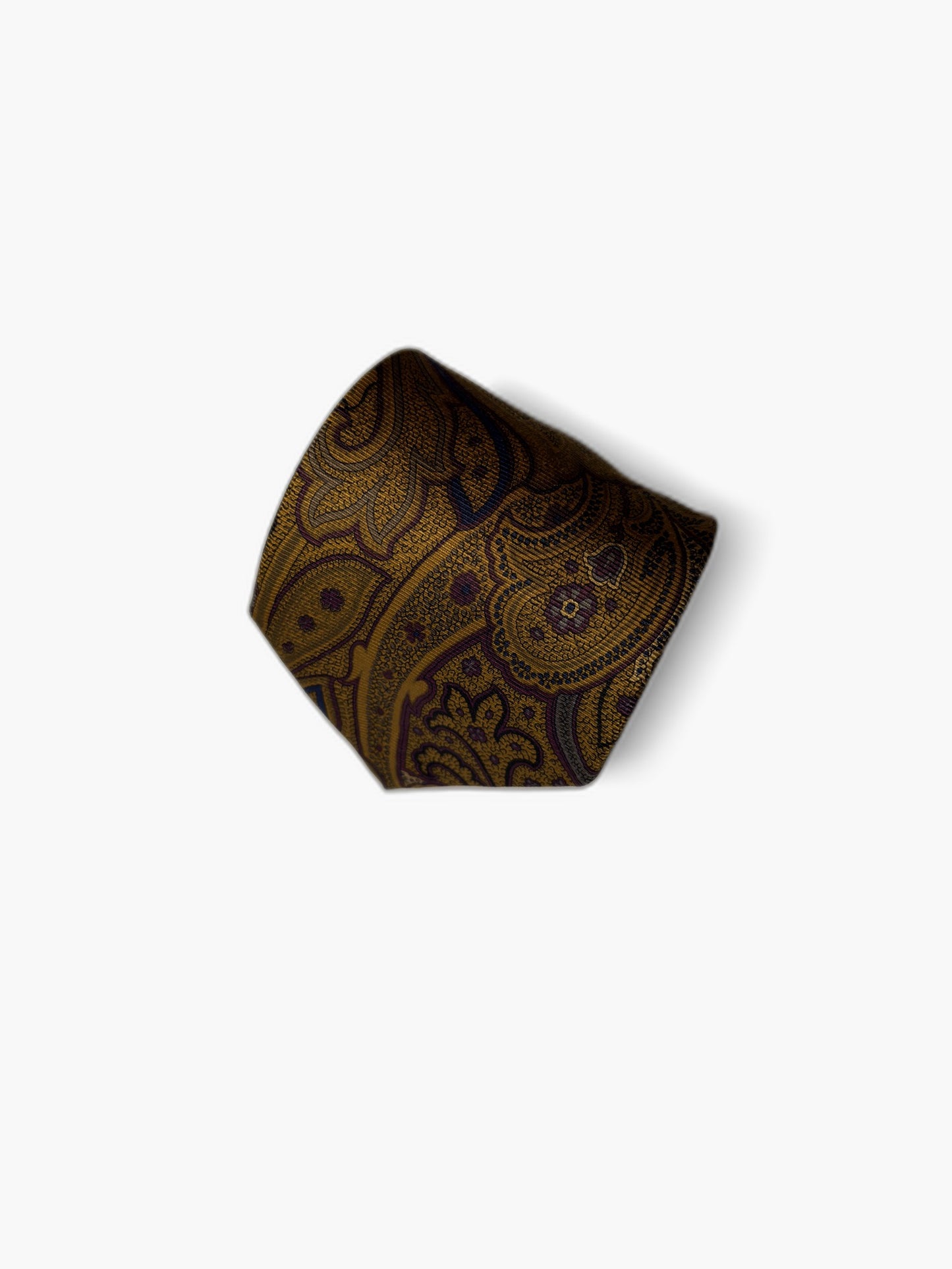 Brooks Brothers Vintage Krawatte mit Paisley, gold-bronze Paisley auf nachtblau, Detailansicht