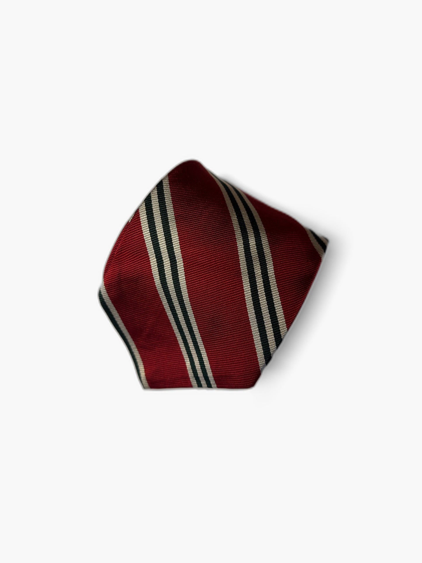 Brooks Brothers Vintage Krawatte mit Regimental, rot mit weiss-gruen Streifen, Detailansicht