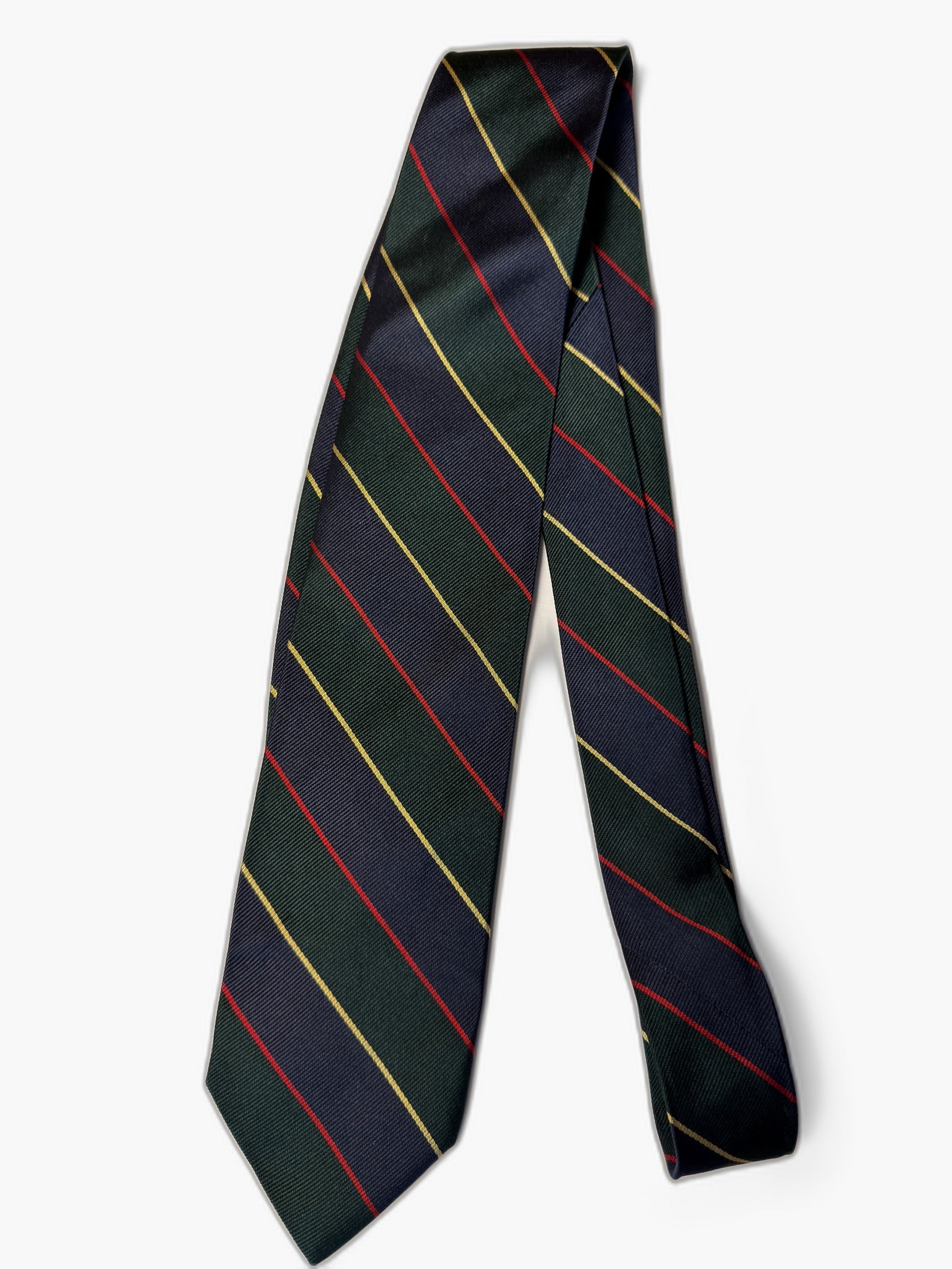 Brooks Brothers Vintage Krawatte mit Multi-Stripe, gruen-blau Multi-Streifen mit rot-gelb, Gesamtansicht
