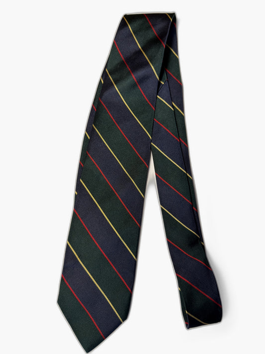 Brooks Brothers Vintage Krawatte mit Multi-Stripe, gruen-blau Multi-Streifen mit rot-gelb, Gesamtansicht
