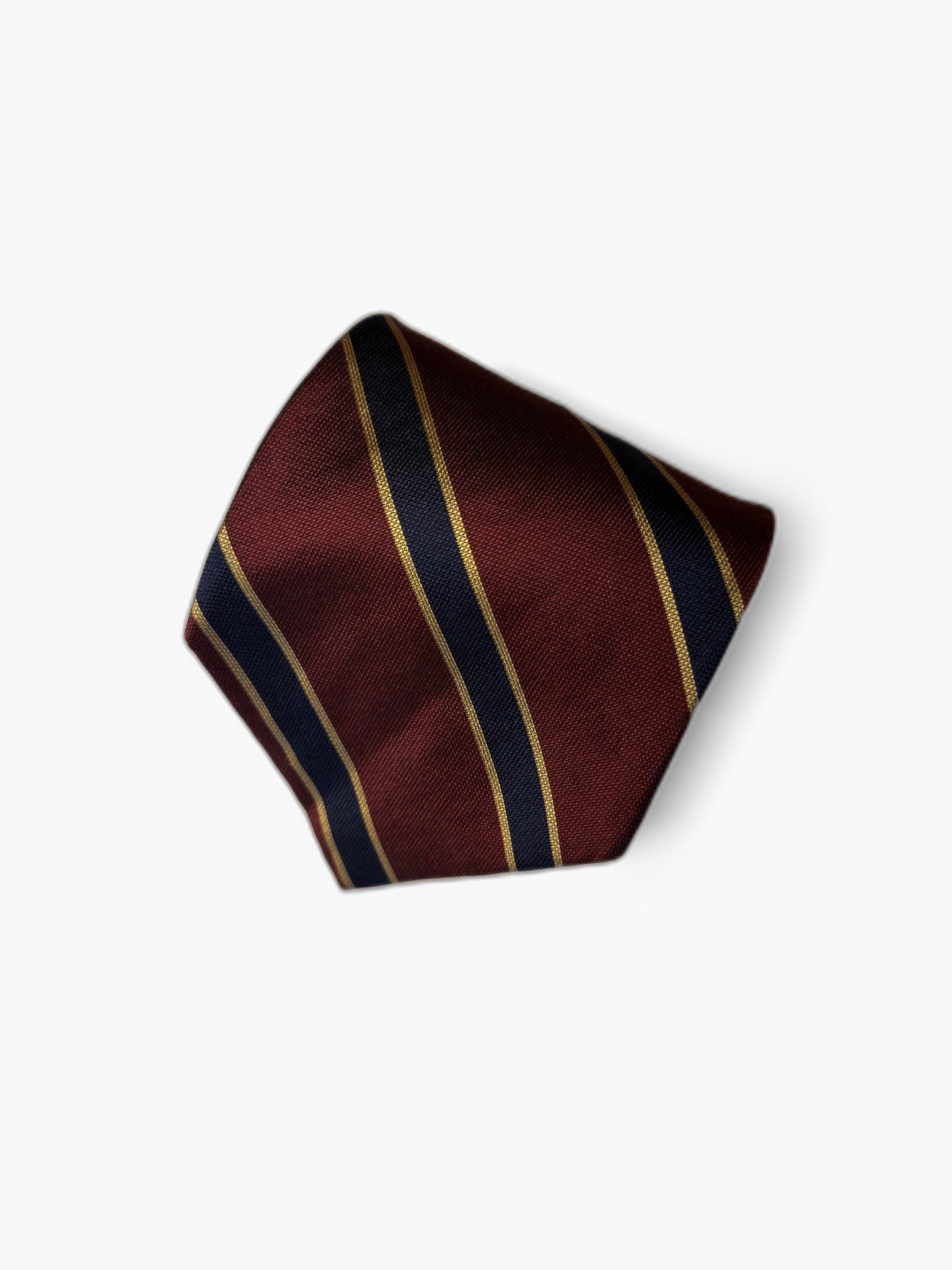 Brooks Brothers Vintage Krawatte mit Regimental, bordeaux mit gelb-blau Regimental, Detailansicht