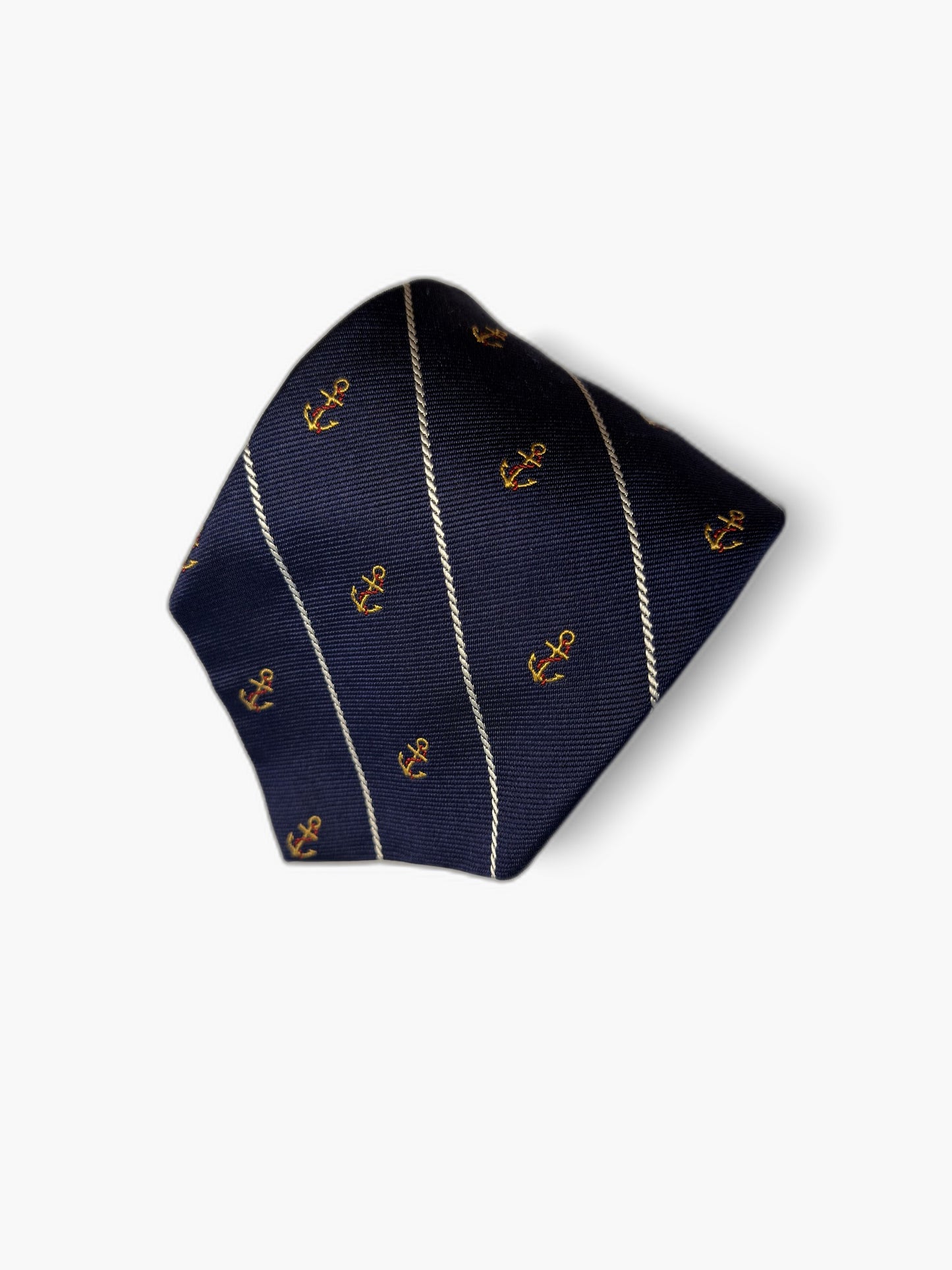 Brooks Brothers Vintage Krawatte mit Anker, marineblau mit Goldankern, Detailansicht