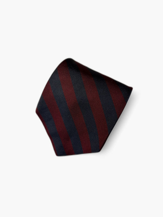 Brooks Brothers Vintage Krawatte mit Block-Stripes, marineblau-bordeaux Blockstreifen, Detailansicht