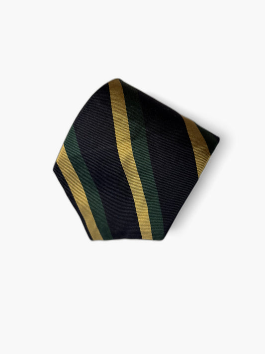 Brooks Brothers Vintage Krawatte mit Regimental, marineblau-gruen-gelb Regimental, Detailansicht