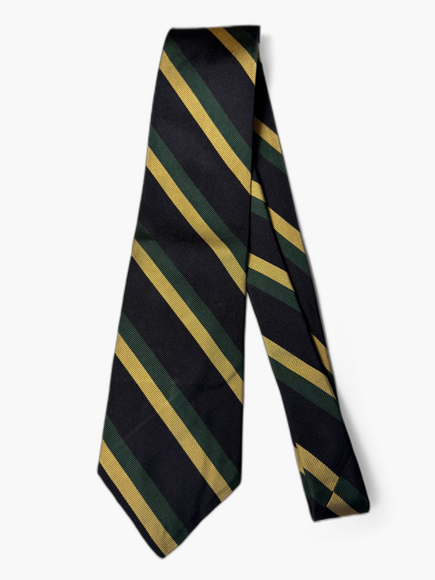 Brooks Brothers Vintage Krawatte mit Regimental, marineblau-gruen-gelb Regimental, Gesamtansicht