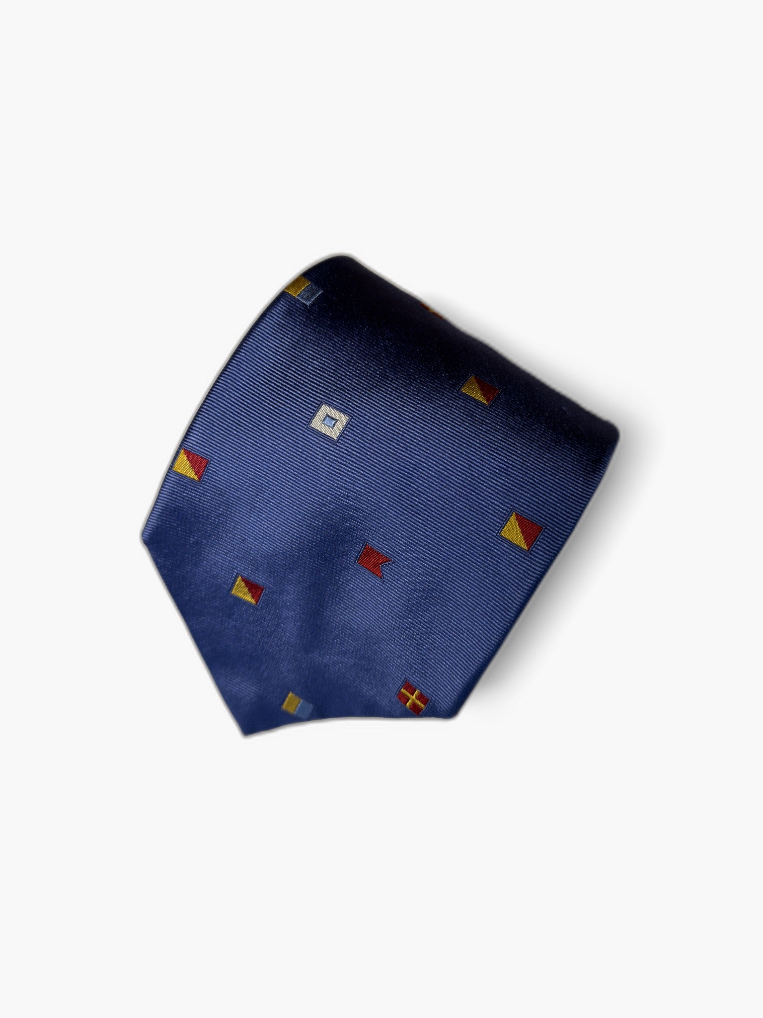 Brooks Brothers Vintage Krawatte mit Nautical-Flags, mittelblau mit Nautical-Flags, Detailansicht
